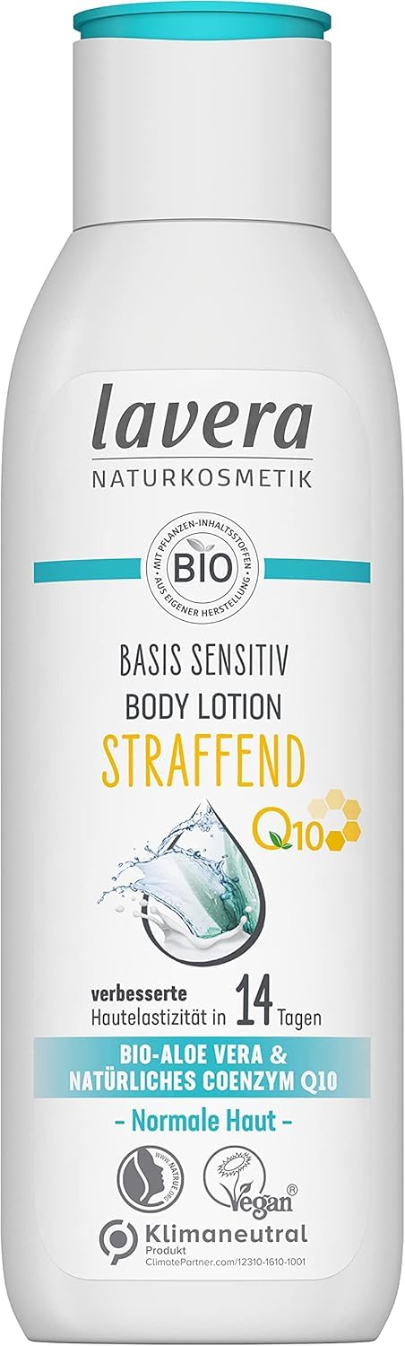 Lavera Basis Sensitiv Body Lotion Firming - Aloe Vera & Natural Coenzyme Q10 - Improved Skin Elasticity In 14 Days - Peta Certified - Biodegradable - Vegan - Natural Cosmetics - 8.45 Fl.Oz