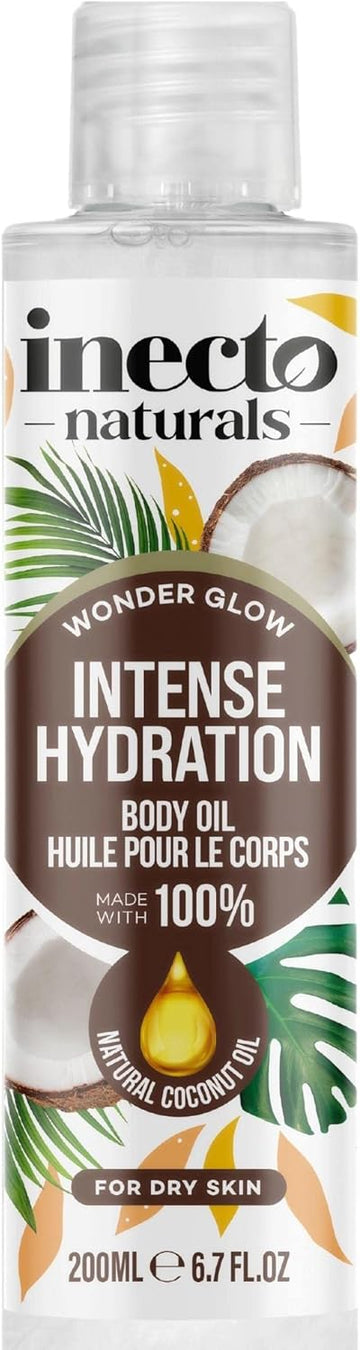 Inecto Naturals Very Smoothing Body Oil, Coconut 200Ml. Post-Shower Moisturiser For Hydrating Body Care