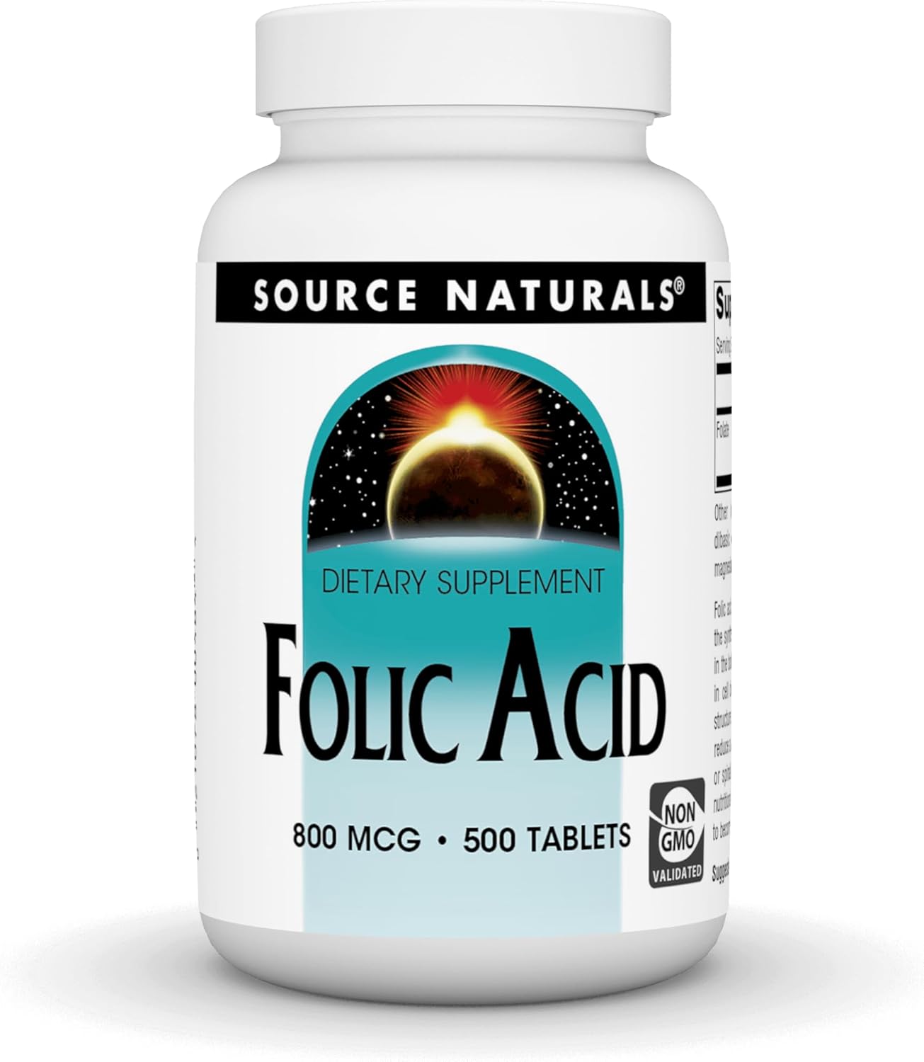 Source Naturals Folic Acid 800 Mcg Dietary Supplement - 500 Tablets