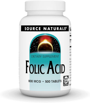 Source Naturals Folic Acid 800 mcg Dietary Supplement - 500 Tablets