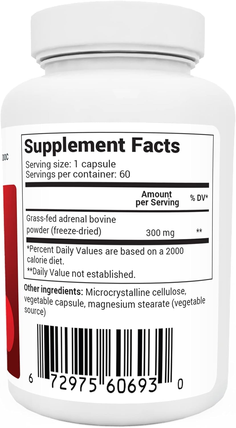 Dr. Berg's Adrenal Glandular - Cortisol Manager, More Energy, Focus, Stress and Immunity Support with Hormone Balance Formula - Adrenal Fatigue Supplements - 60 Capsules