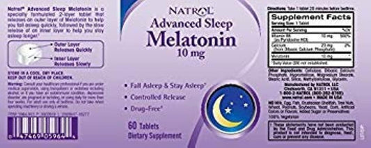 Natrol, Advanced Sleep Maximum Strength 10 mg Tablets, Melatonin, 60 Count