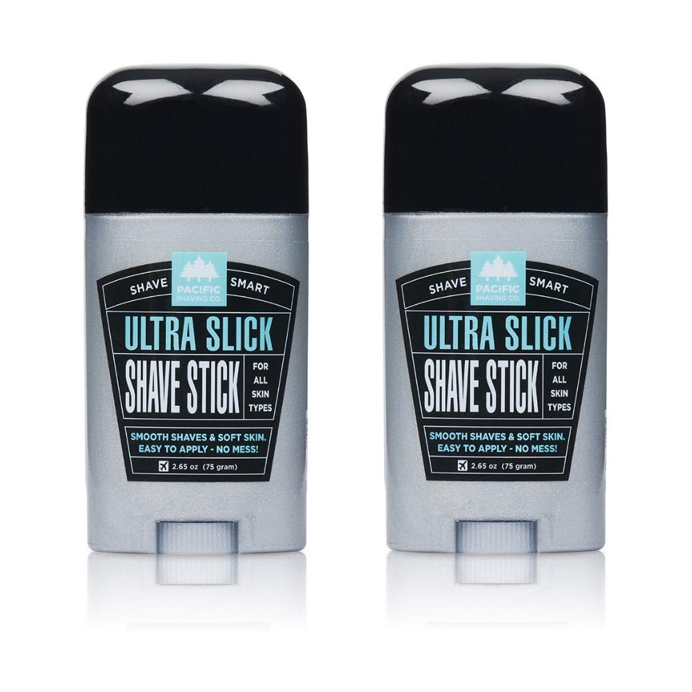 Pacific Shaving Company Ultra Slick Shave Stick - Easy Apply, No Mess, Smooth Shaves & Soft Skin, Tsa Friendly, All Skin Types, With Safe And Natural Ingredients, 75 Gm (2-Pack)