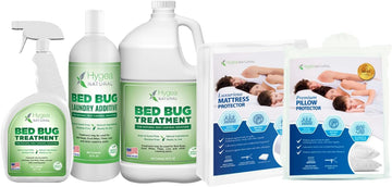 Full Mattress And Bed Bug Protection Bundle - Exterminator Combo Pack (Bed Bug Spray 24 Oz, Refill 128 Oz & Laundry Treatment 32 Oz), Full Mattress Cover, & 2 Standard Pillow Protectors