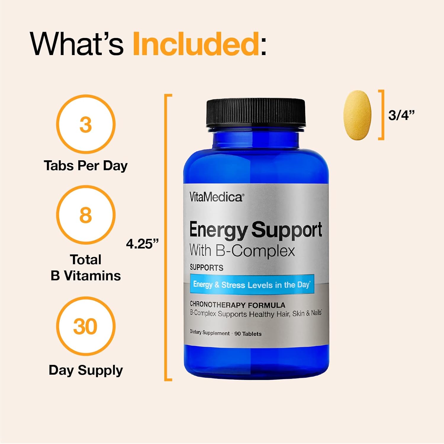 VitaMedica | Energy Support Multivitamin w B Complex | Energy Booster | Vitamin B6 & B12 | Clarity & Focus | Biotin for Hair, Skin & Nails | Energy Supplements | 90 Ct : Health & Household