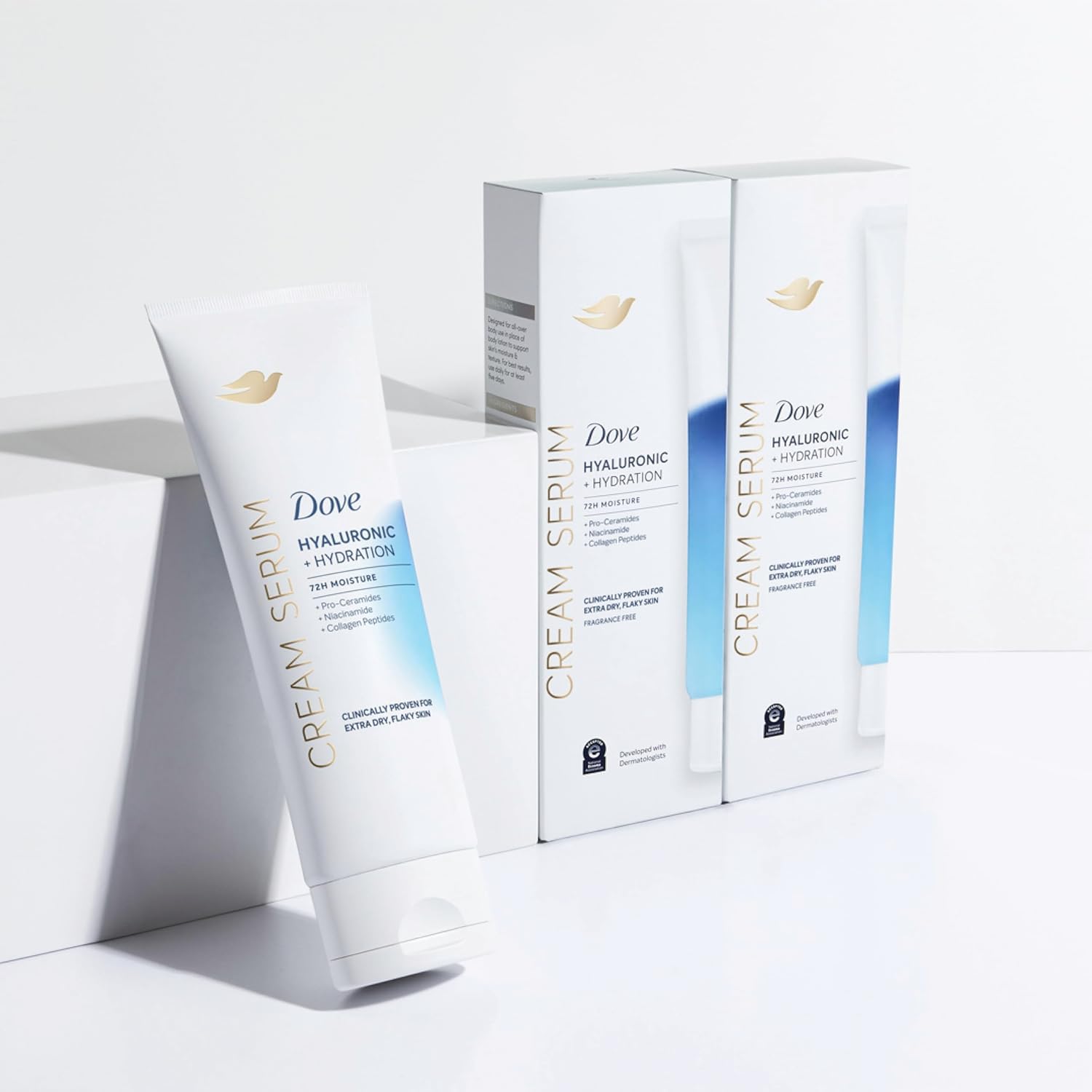 Dove Body Cream Serum Hyaluronic + Hydration For Extra Dry, Flaky Skin, With Pro-Ceramides, Niacinamide And Collagen Peptides Lotion, 8 Oz : Beauty & Personal Care