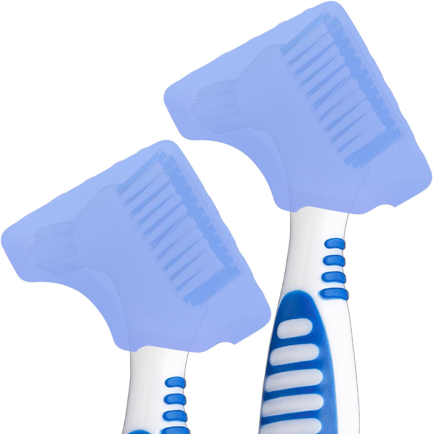 Anbbas 2Pcs Double Bristle Head Denture Brush Dental Cleaning Brush With Portable Toothbrush Cup Holder, Properly Clean Oral Appliance