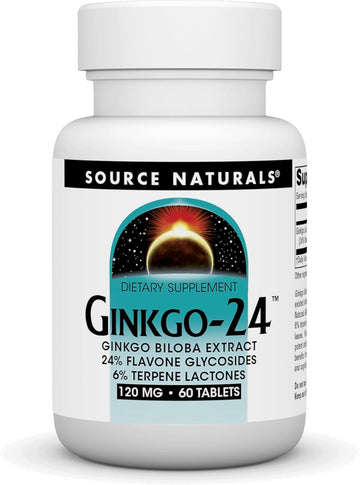 Source Naturals Ginkgo-24 - Ginkgo Biloba Extract 120 Mg Supports Mental Acuity - 60 Tablets