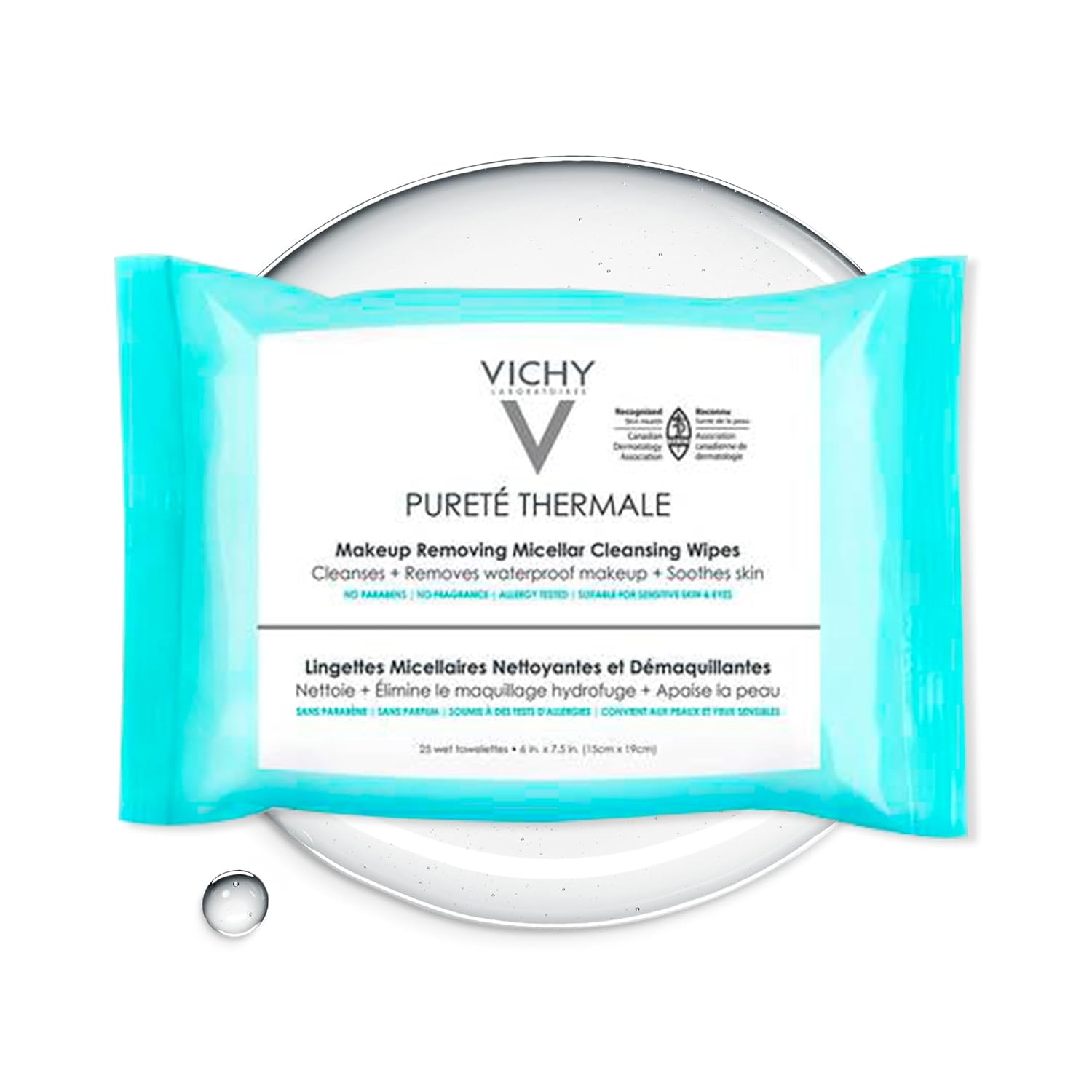 Vichy Purete Thermale 3-in-1 Makeup Remover Wipes with Micellar Water & Vitamin E, Removes Waterproof Makeup, 1 Pack : Beauty & Personal Care