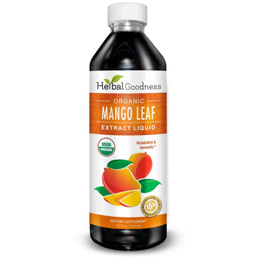 Mango Leaf Extract Liquid Organic - African Mango, Black Mango - Gut, Immunity, Digestive Support, General Wellness - Natural Supplements -12oz btl - Herbal Goodness