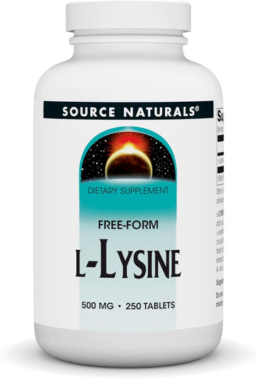 Source Naturals L-Lysine 500 Mg Free Form - Amino Acid Supplement Supports Energy Formation & Collagen - 250 Tablets