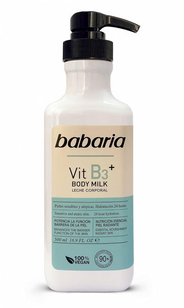 Babaria Vitamin B3 Body Milk - Nourishing Body Lotion For Women And Men - Enhances Skin Barrier - Moisturizing Body Cream For Sensitive Skin - 16.9 Oz