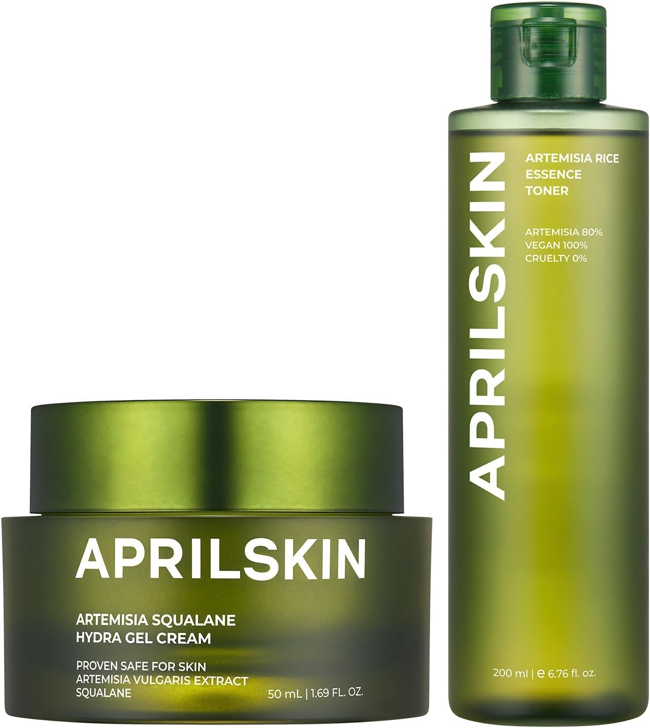 Aprilskin Calm & Hydrate Duo - Artemisia Korean Rice Toner & Artemisia Squalane Hydra Gel Cream, Soothing Care And Deep Hydration For Balanced, Radiant Skin
