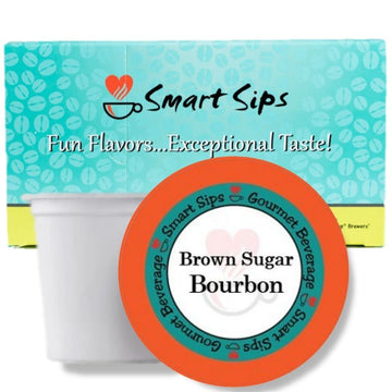 Smart Sips Coffee, Brown Sugar Bourbon Coffee, Medium Roast, Gourmet Flavored Coffee Single Serve Pods For Keurig K-Cup Brewers, 24 Count