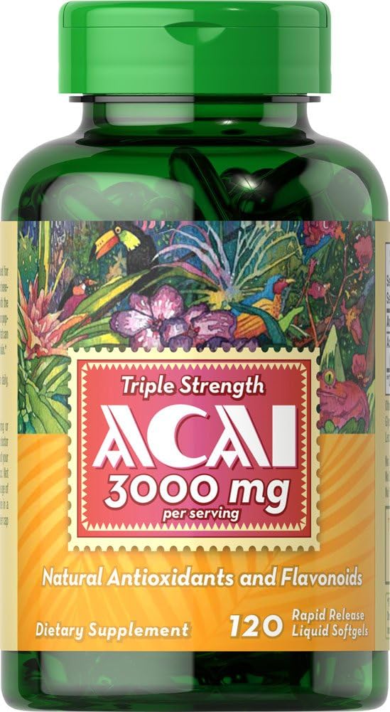 Puritan's Pride Triple Strength Acai 3000 MG, 120 Count : Health & Household