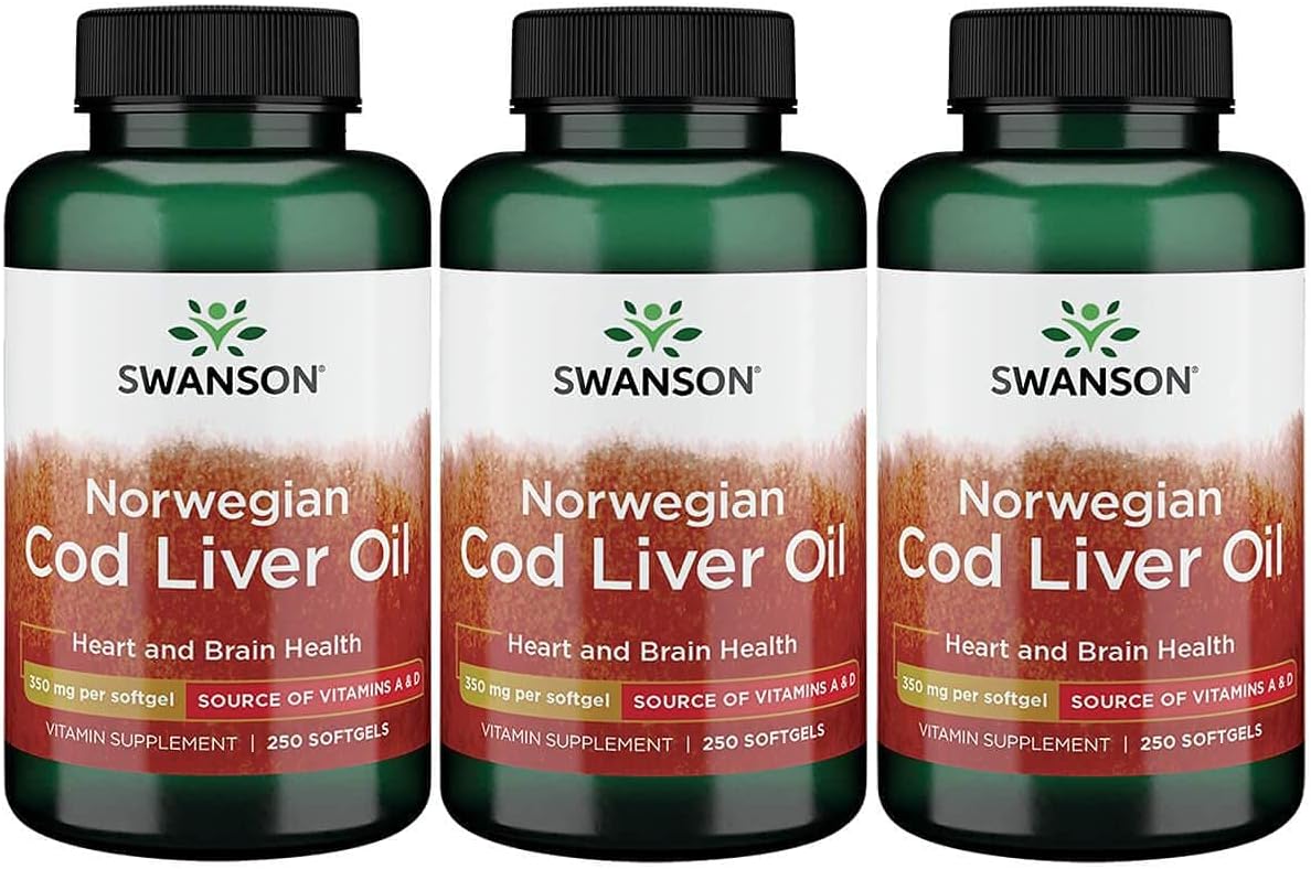 Swanson Cod Liver Oil 1250 Iu A/135 Iu D 250 Sgels (3 Pack)