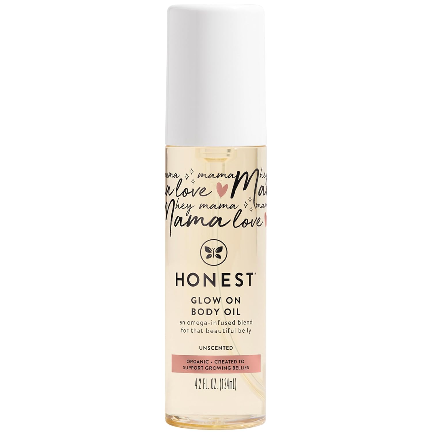 The Honest Company Honest Mama Glow On Body + Belly Oil | Organic, Plant-Based, Hypoallergenic, Omega-Infused | 4.2 Fl Oz