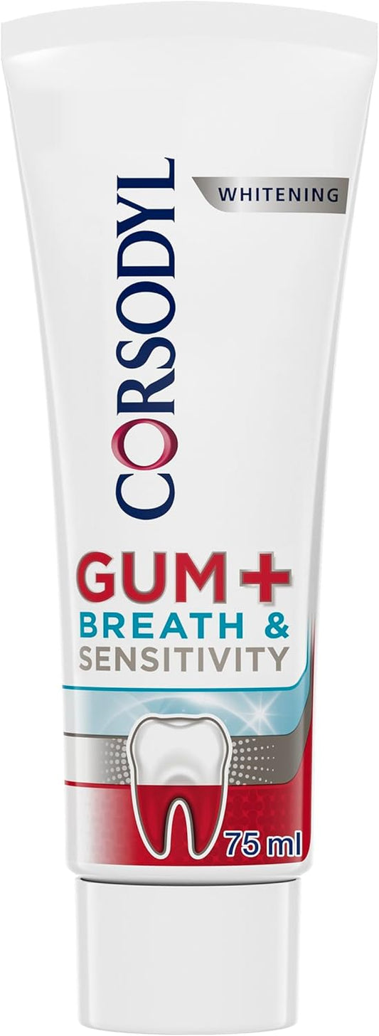 Corsodyl Toothpaste Gum+ Breath & Sensitivity Whitening Toothpaste, 75ml : Amazon.co.uk: Health & Personal Care