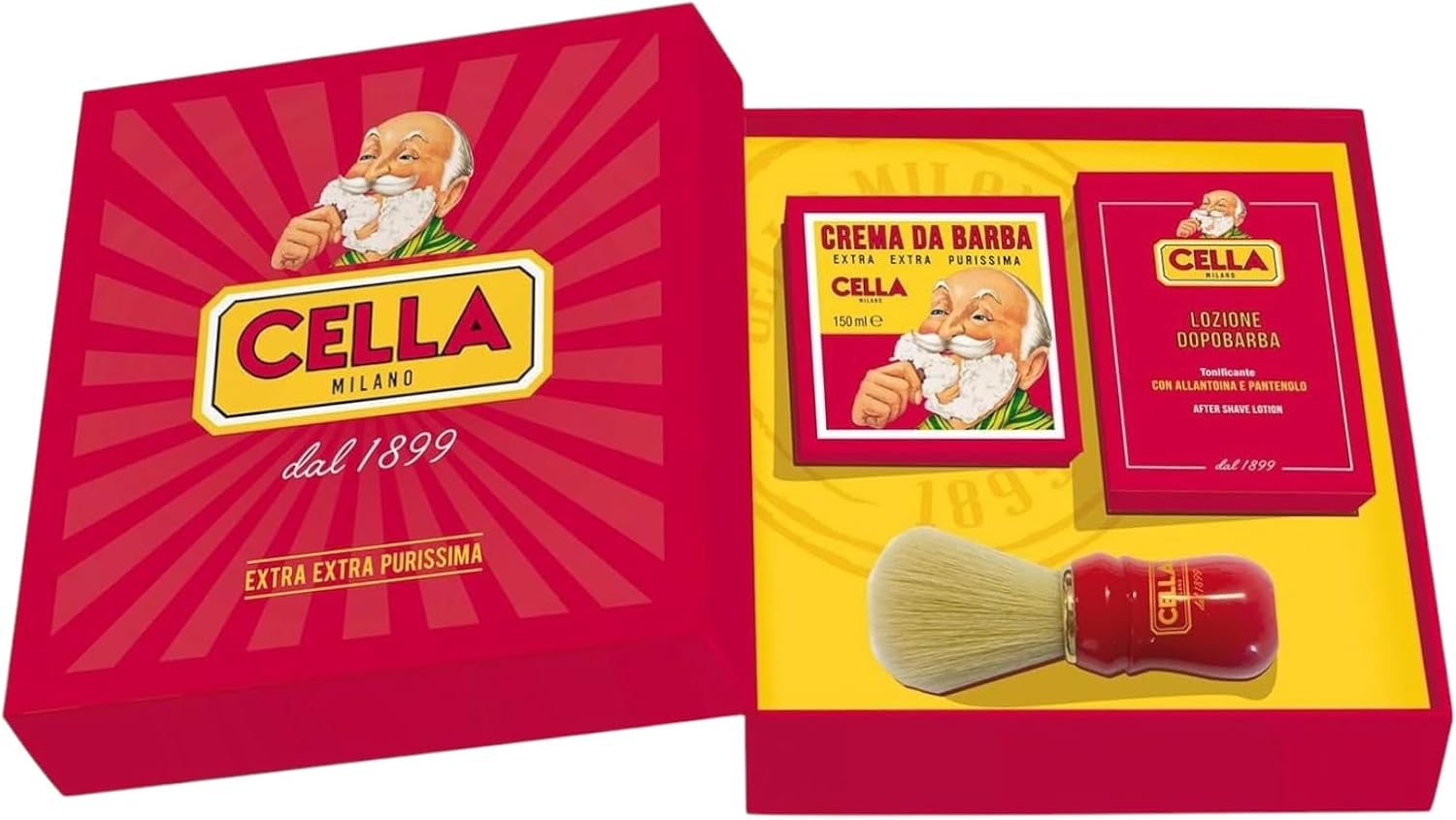 Cella, Luxury Gift Set, Includes Cella’S Classic Shave Cream, After Shave Lotion And Boar Bristle Shave Brush, Made In Italy