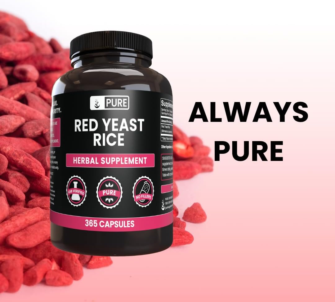 Pure Original Ingredients Red Yeast Rice No Magnesium Or Rice Fillers, Always Pure, Lab Verified (365 Capsules) : Health & Household