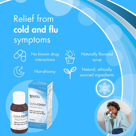 Guna Natural Homeopathic Cough Medicine Cough Suppressant And Expectorant, Non-Drowsy - 5 Ounces