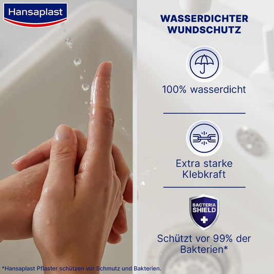 Hansaplast Aqua Protect Plasters - Waterproof Wound Plasters With Extra Strong Adhesion, Ideal For Showering, Swimming & Bathing (20 Strips)
