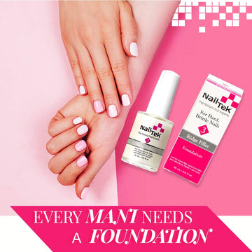 Nail Tek Foundation 3, Ridge Filling Strengthening Base Coat For Hard And Brittle Nails, 0.5 Oz, 2-Pack