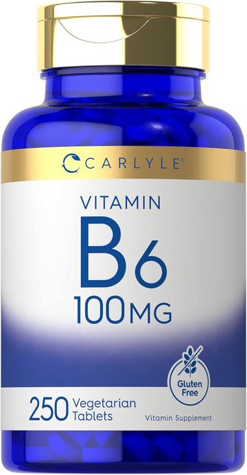 Carlyle Vitamin B6 100Mg | 250 Tablets | Pyridoxine Hydrochloride Supplement | Vegetarian, Non-Gmo, Gluten Free