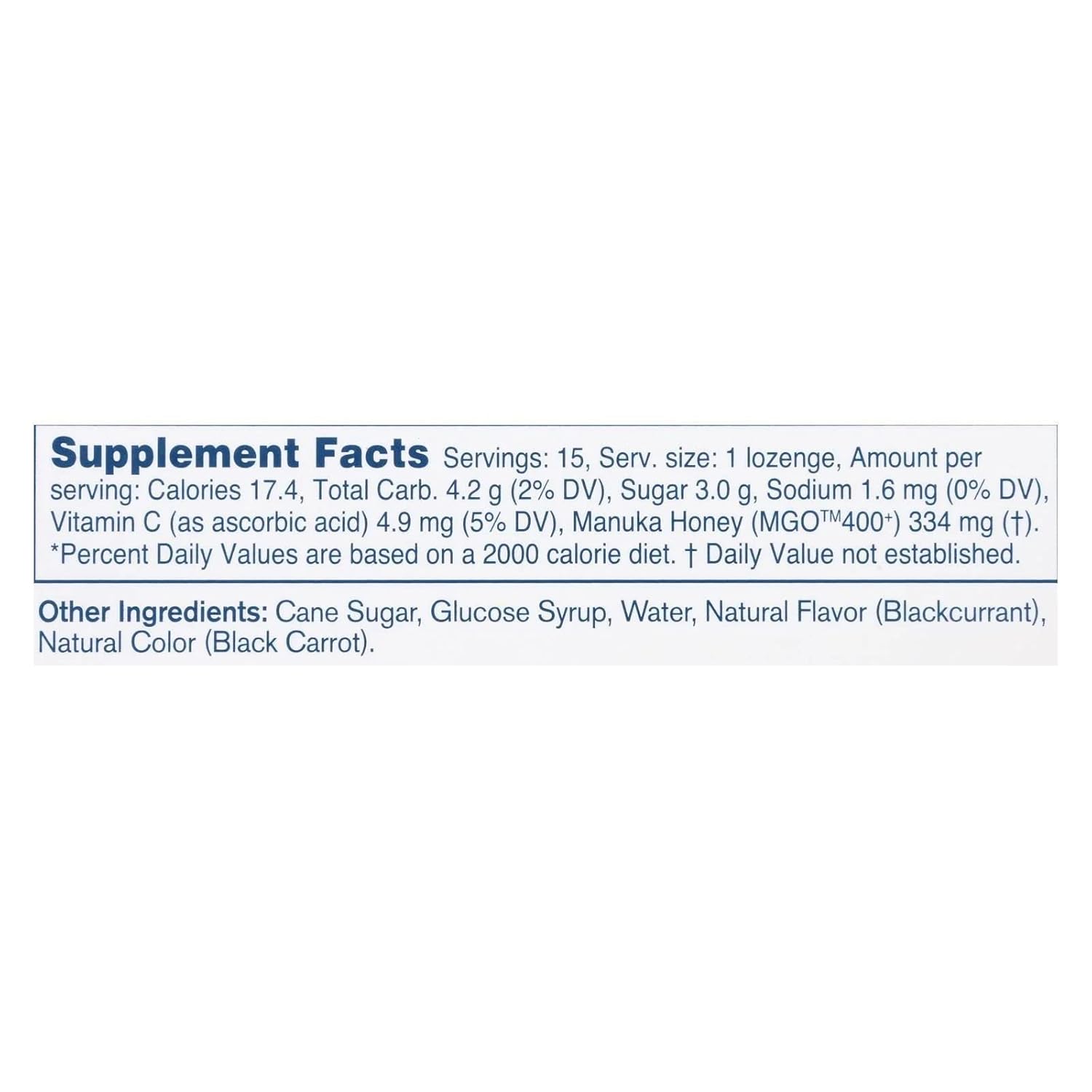 Manuka Health Manuka Honey Lozenges – 15 Blackcurrant Flavored Lozenges – Natural Throat Lozenges Infused With Raw Manuka Honey And Vitamin C For Immune Support : Health & Household