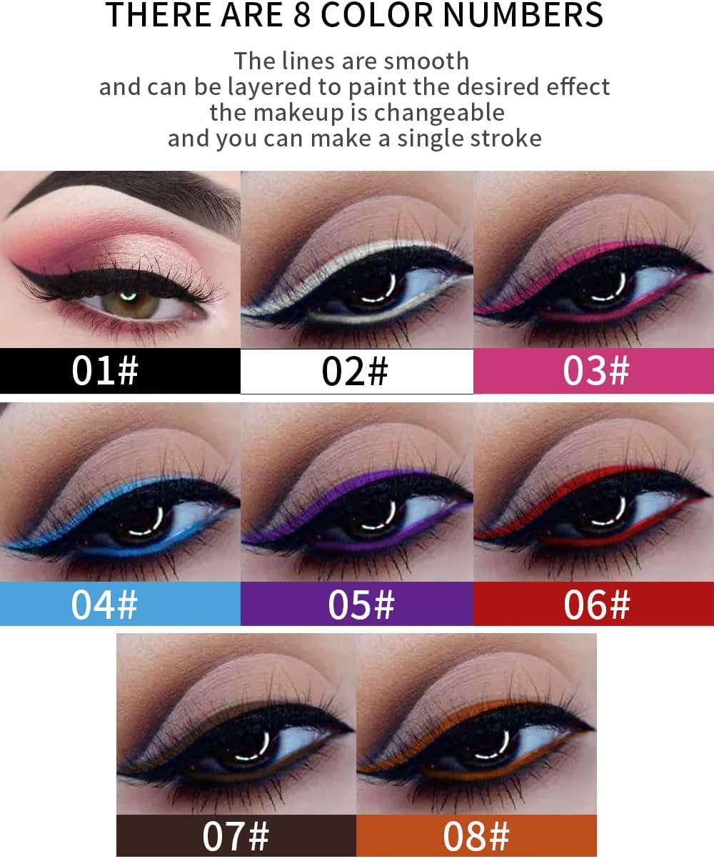 Julystar Colorful Waterproof Easy Coloring Slim Eyeliner Liquid Pen Lasting Eyeliner (08#)