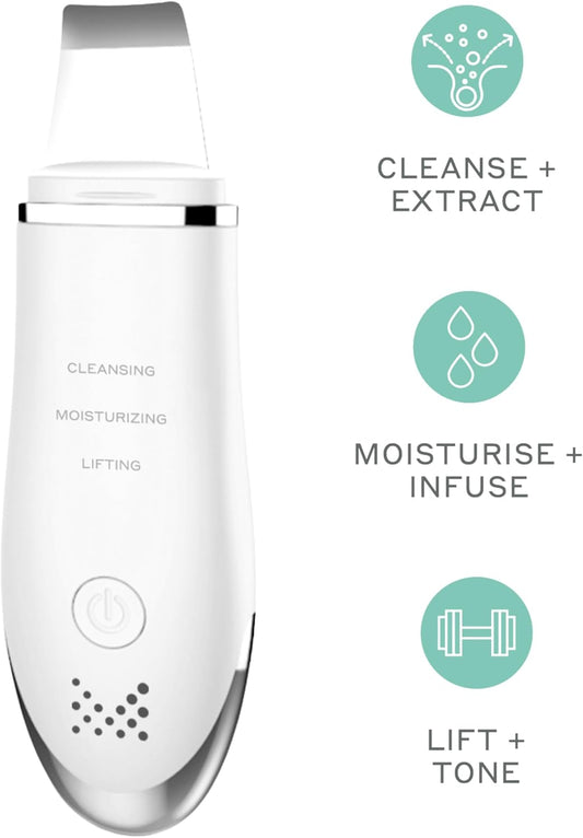 Magnitone Scrub Up 3-In-1 Ultrasonic Pore Scrubber + Serum Infuser, For Clean & Toned Skin, Cleanse, Moisturise & Lift Your Skin, Remove Blackheads + Excess Oil, Usb Rechargeable, Ion Technology