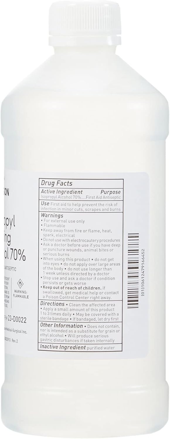 Mckesson Isopropyl Rubbing Alcohol 70% [1 Count] Usp First Aid Antiseptic, 16 Oz : Health & Household