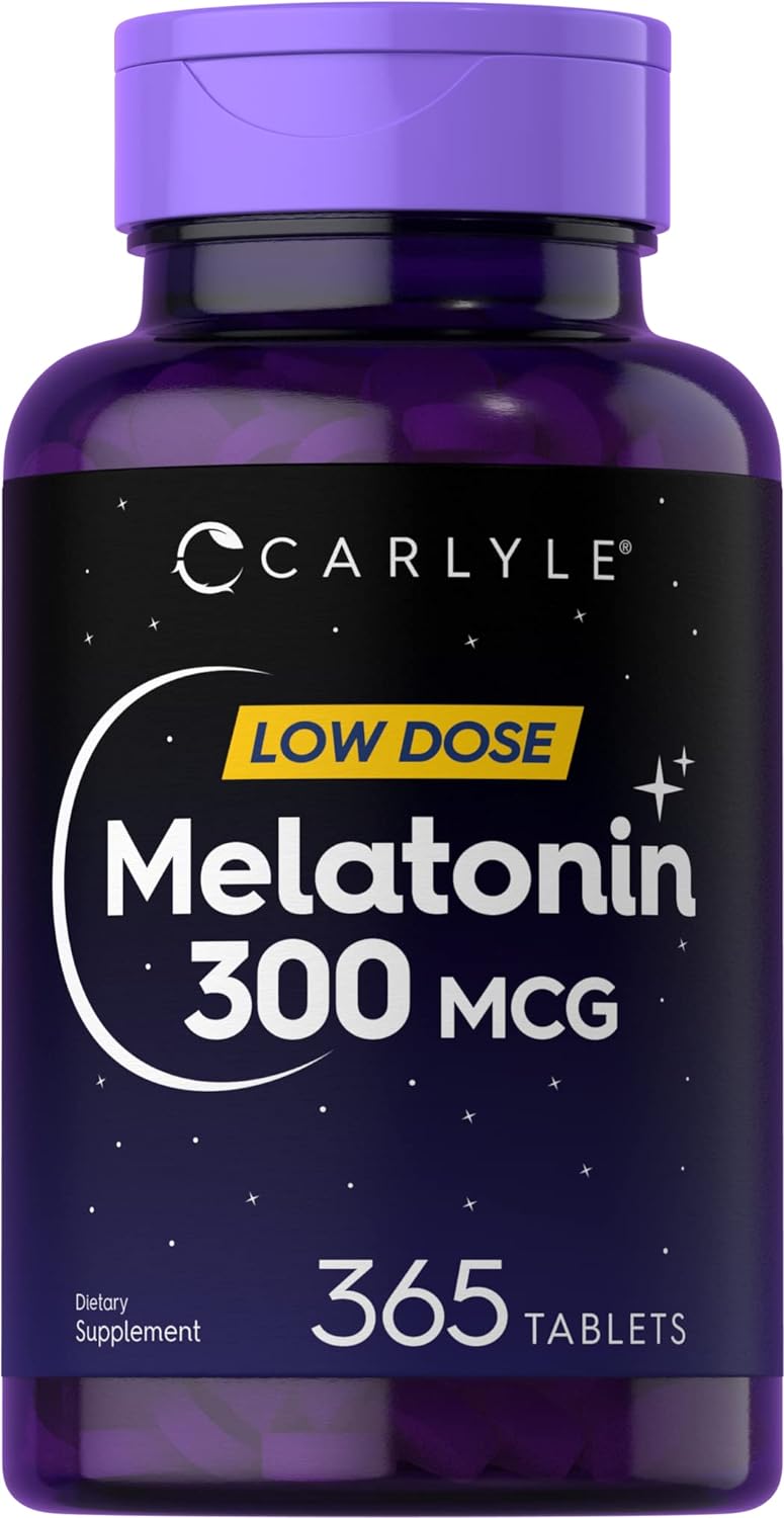 Carlyle Melatonin 300 mcg | 365 Tablets | Low Dose | Vegetarian, Non-GMO, Gluten Free