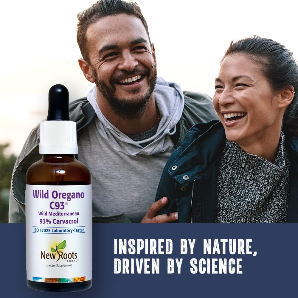 NEW ROOTS HERBAL Wild Oregano C93 (15 ml) Liquid, Highest Natural Carvacrol Concentration|Immune Defense|Mediterranean Source|Alcohol Free, Organic, Non-GMO, Vegan, Gluten Free : Health & Household