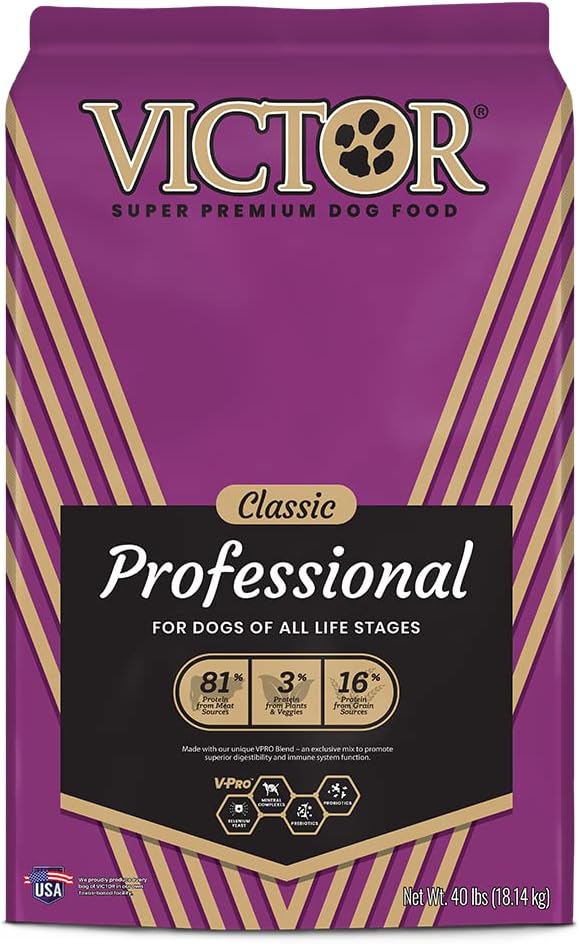 Victor Super Premium Dog Food – Professional Dry Dog Food With 26% Protein, Gluten Free - For High Energy And Active Dogs & Puppies, 40Lbs