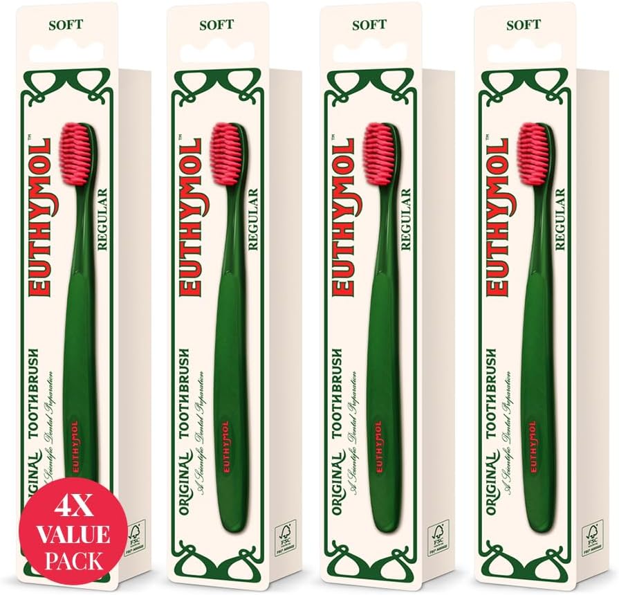 Euthymol Whitening Toothbrush (Pink), Compact Small Full Head, High-Strength Micro Soft Bristles, Deep Cleaning, Sensitive Gums Teeth, Daily Oral Enamel Dental Care