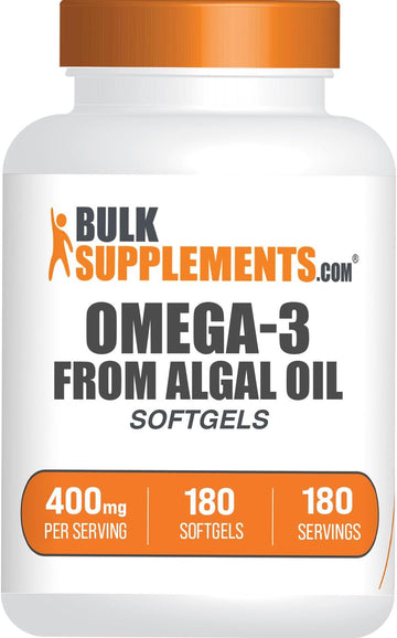 Bulksupplements.Com Omega-3 Softgels - From Algal Oil, Algae Oil Omega 3 Supplement - 400Mg Of Omega-3, Gluten Free, 1 Softgel Per Serving, 180 Count (Pack Of 1)