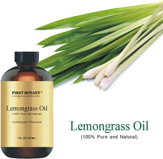 First Botany, 100% Pure Lemongrass Essential Oil - Premium Lemongrass Oil For Aromatherapy, Massage, Topical & Household Uses - 1 Fl Oz (Lemongrass)