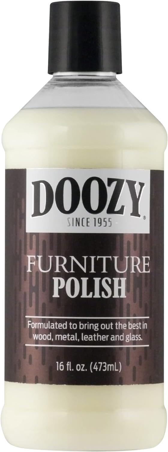 Doozy 16 oz Furniture & Cabinet Polish for All Wood & Metal, Leather & Glass - Oak, Teak, Dark & Light Wood - Best to Clean, Restore, Protect, Shine & Conceal Fine Surface Scratches