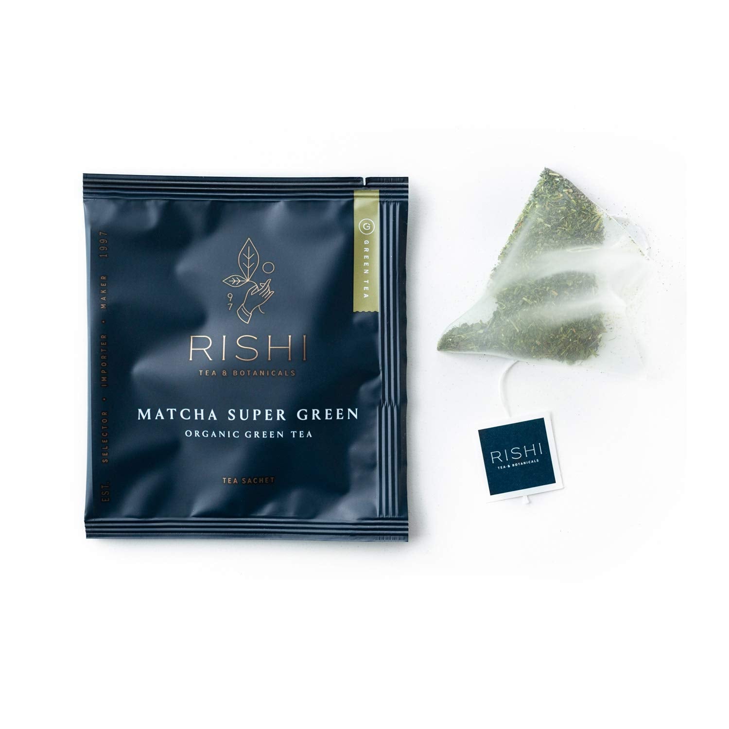 Rishi Tea Matcha Super Green Tea | Usda Organic Direct Trade Sachet Tea Bags, Certified Kosher Caffeinated Japanese Green Tea, Umami Antioxidant Rich Sencha & Matcha Blend | 50 Count (Pack Of 1)