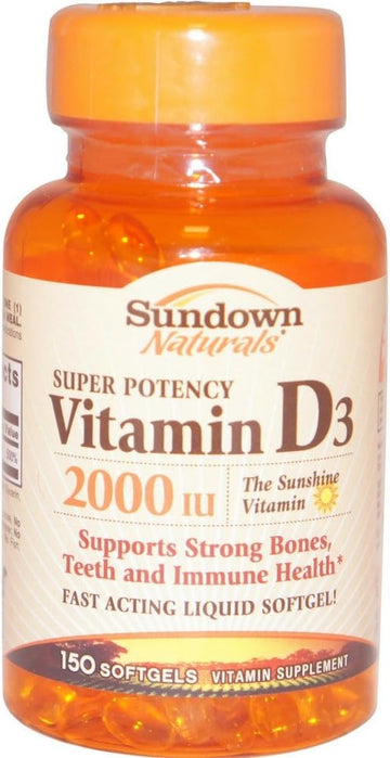 Sundown Naturals Vitamin D-2000 IU, 150 SoftGels (Pack of 2)