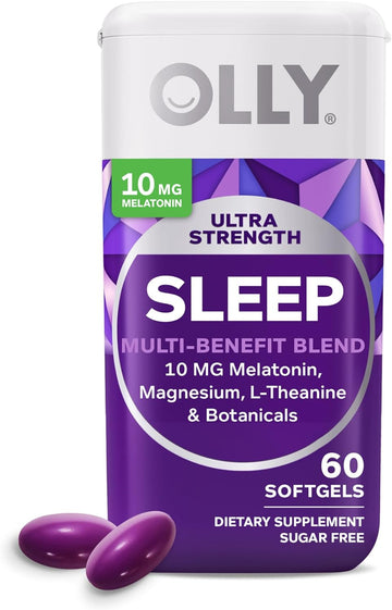 Olly Ultra Strength Sleep Softgels, 10Mg Melatonin, L-Theanine, Chamomile, Magnesium, Lemon Balm, Supports Deep Restful Sleep, Nighttime Sleep Aid, Non Habit-Forming - 60 Count