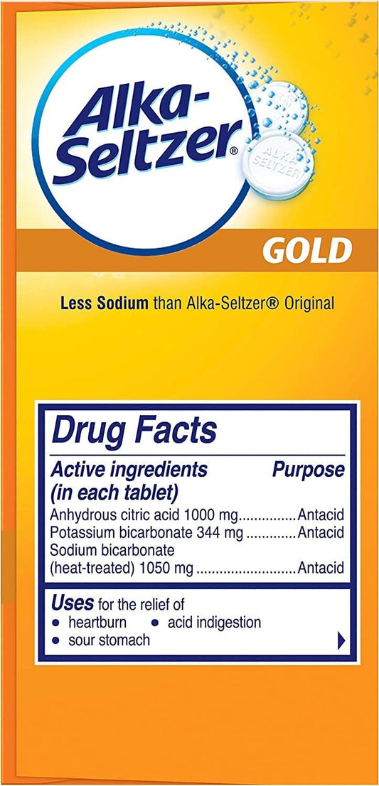 Alka-Seltzer Effervescent Gold, 36 Tablets, Pack of 3