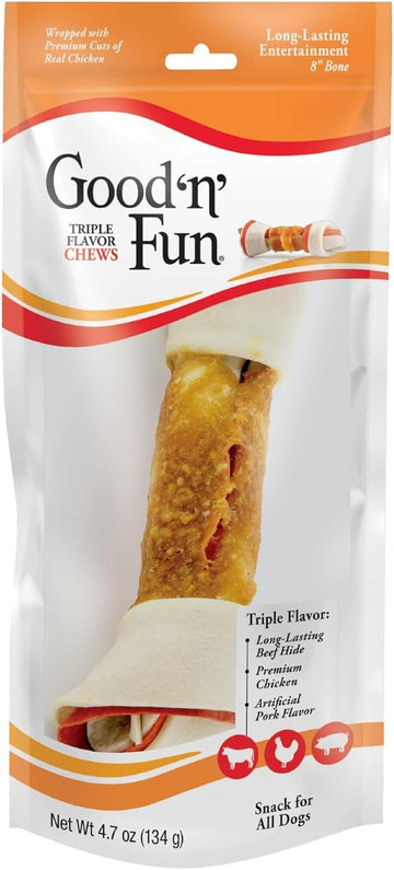 Good 'N' Fun Triple Flavor 8"" Bone