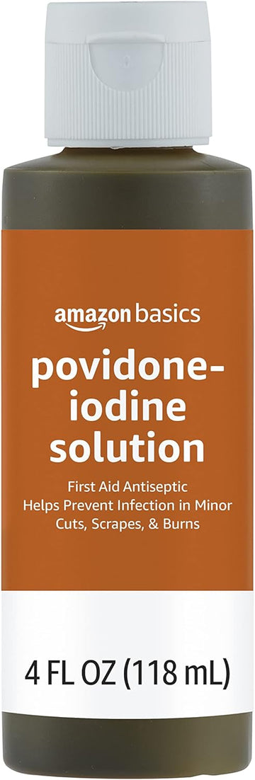 Amazon Basics First Aid Antiseptic, 10% Povidone Iodine Solution , Unflavored, 4 Fluid Ounces, 1-Pack (Previously Solimo)