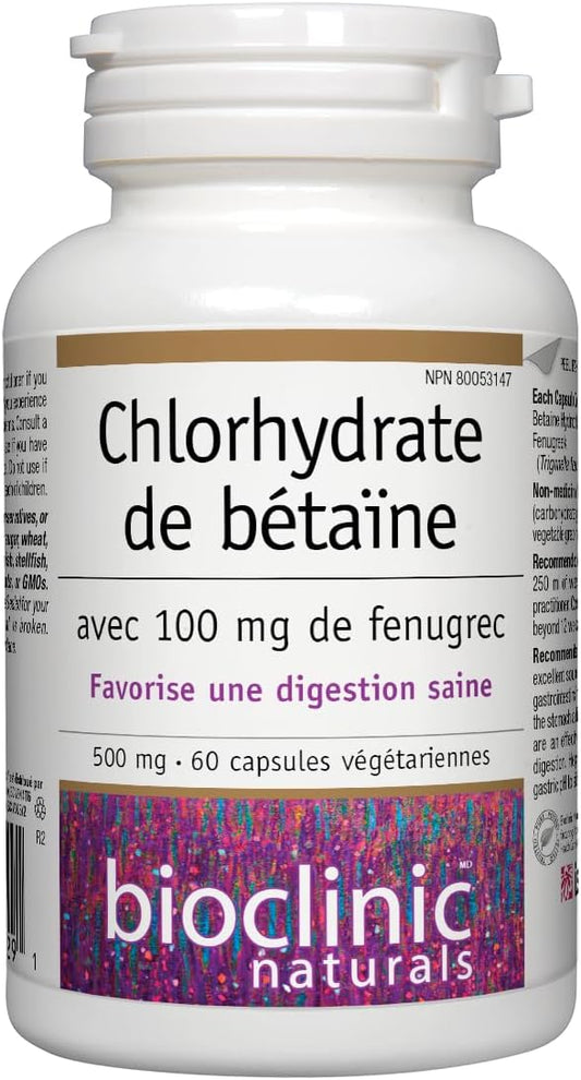 Bioclinic Naturals - Betaine Hcl With Fenugreek 60 Veggie Capsules