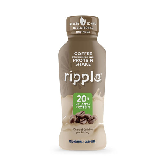 Ripple Vegan Protein Shake | Coffee | 20G Nutritious Plant Based Pea Protein | Shelf Stable | No Gmos, Soy, Nut, Gluten, Lactose (12 Fl Oz (Pack Of 12), Coffee)