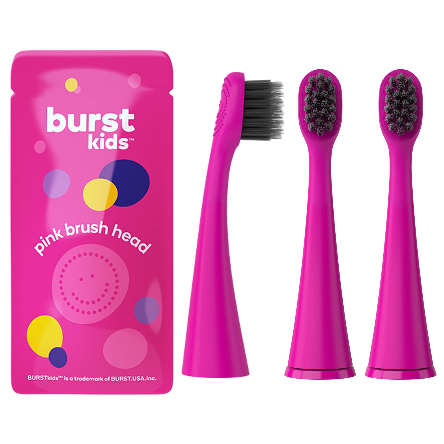 BURSTkids Toothbrush Heads 3-Pack - Genuine BURST Kids Electric Toothbrush Replacement Heads for a Perfect Fit - Ultra Soft Bristles for Deep Clean – 9 Month Supply of Brush Heads, Pink