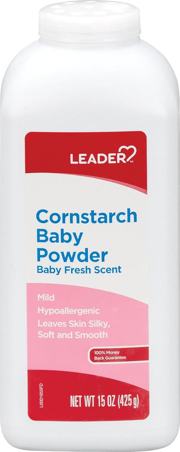 Leader Cornstarch Baby Powder, Baby Fresh, 15oz Each