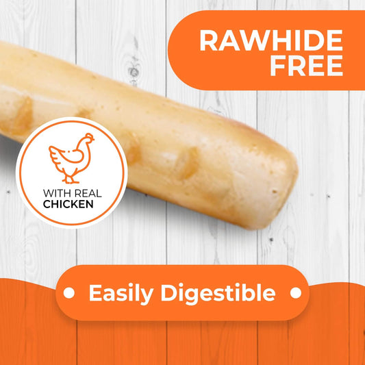 Canine Naturals Chicken Recipe Chew - Rawhide Free Dog Treats - Made from USA Raised Chicken - All-Natural and Easily Digestible - 2 Pack of 7 Inch Large Rolls for Dogs 50-75Lb